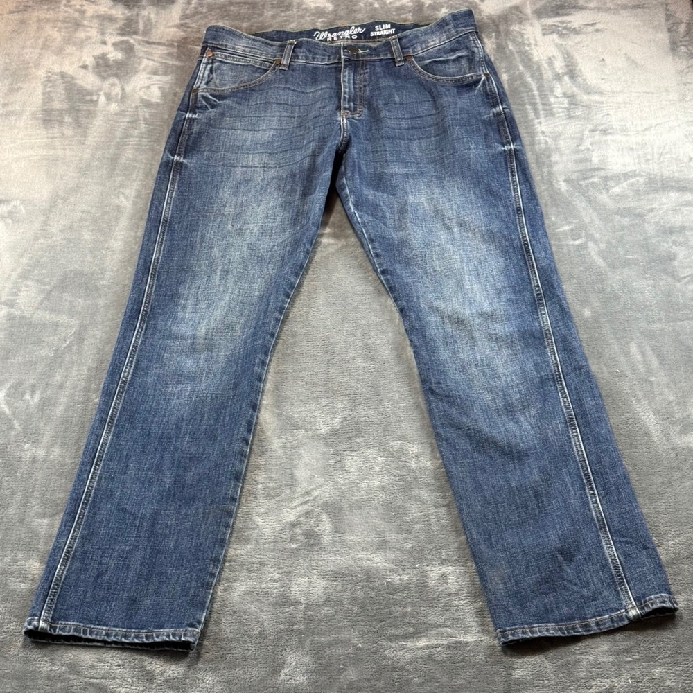 Wrangler Retro Slim Straight Jeans Mens 34x34 Medium Wash Denim 88MWZMV‎